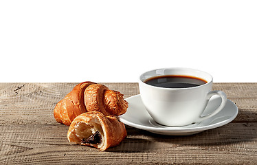 Image showing Coffee and croissants