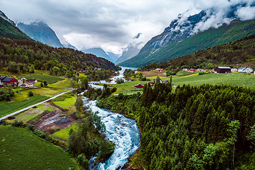 Image showing lovatnet lake Beautiful Nature Norway.