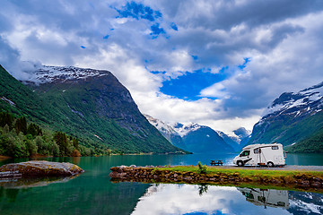 Image showing Family vacation travel RV, holiday trip in motorhome