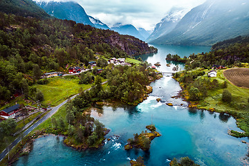 Image showing lovatnet lake Beautiful Nature Norway.