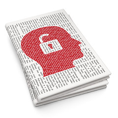 Image showing Finance concept: Head With Padlock on Newspaper background