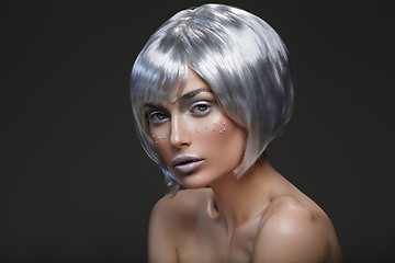 Image showing Beautiful girl in silver wig