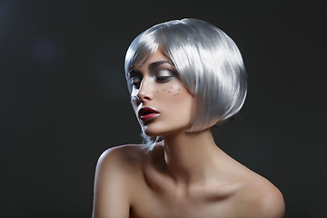 Image showing Beautiful girl in silver wig