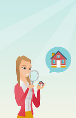 Image showing Young caucasian woman looking for a house.