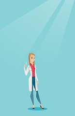 Image showing Doctor holding syringe vector illustration.