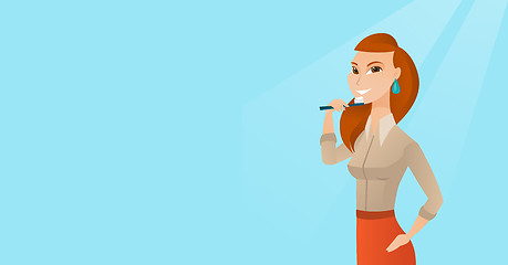 Image showing Woman brushing her teeth vector illustration.