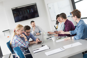 Image showing Two Business People Working With laptop in office