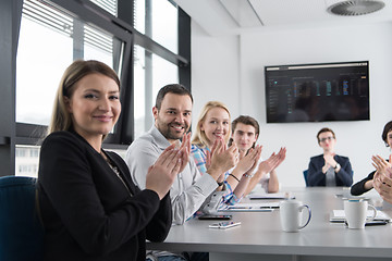 Image showing Group of young people meeting in startup office