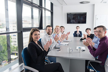 Image showing Group of young people meeting in startup office