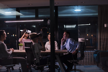 Image showing Multiethnic Business team using virtual reality headset