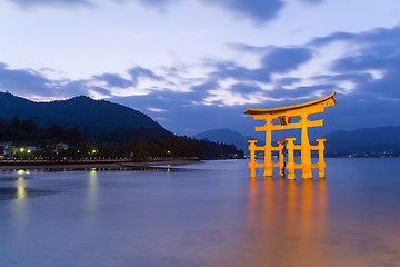 Image showing Itsukushima Shrine at night