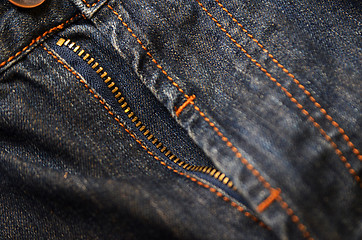 Image showing Denim jeans background with zipper