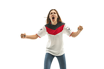 Image showing egyptian fan celebrating on white background