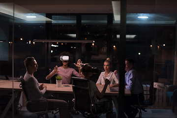 Image showing Multiethnic Business team using virtual reality headset