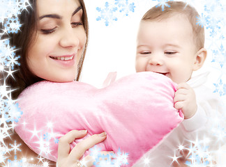 Image showing baby and mama with heart-shaped pillow