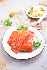 Image showing salmon fish and butter 