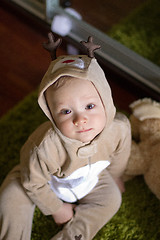 Image showing Baby Boy or Girl Dressed in Animal Costume
