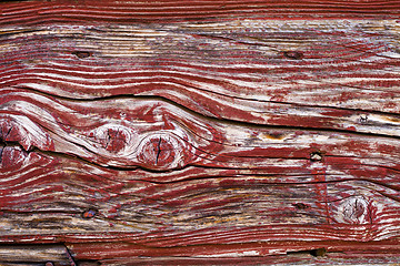 Image showing Old wooden red door grunge texture