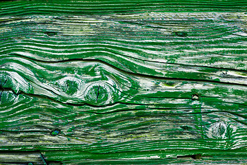 Image showing Old wooden green door grunge texture