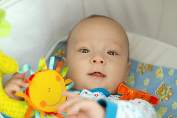 Image showing Baby Boy or Girl lying Down in Pram