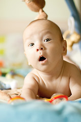 Image showing Baby Boy or Girl lying Down in the Bed