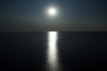 Image showing Moon above the water with moonlight