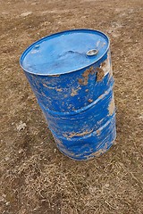Image showing Dirty Blue Oil Barrel
