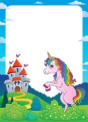 Image showing Unicorn near castle theme frame 4