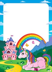 Image showing Unicorn near castle theme frame 5