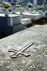 Image showing Cross engraved in a tombstone