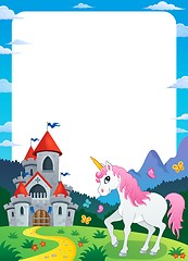 Image showing Unicorn near castle theme frame 3