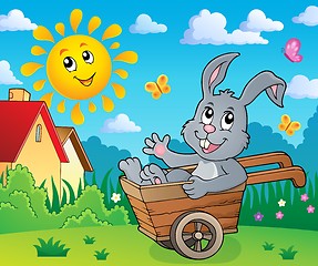 Image showing Easter bunny in wheelbarrow image 5