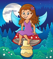 Image showing Fairy sitting on mushroom theme 3