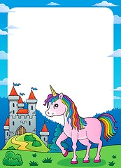 Image showing Unicorn near castle theme frame 1