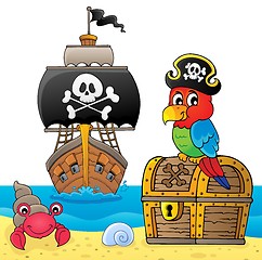 Image showing Pirate parrot on treasure chest topic 5