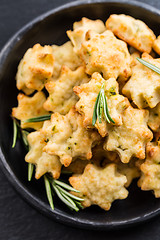 Image showing Delicious homemade cookies with parmesan cheese and rosemary