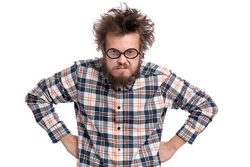 Image showing Crazy bearded man emotions and signs