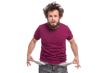 Image showing Crazy bearded man emotions and signs