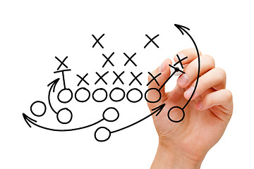 Image showing Coach Drawing American Football Playbook Strategy