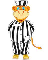 Image showing Vector illustration comic animal in striped cloth prisoner