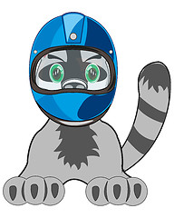 Image showing Vector illustration animal cat in defensive helmet of the racer