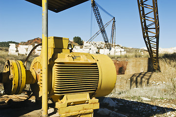 Image showing Big electric motor in a marble quarry