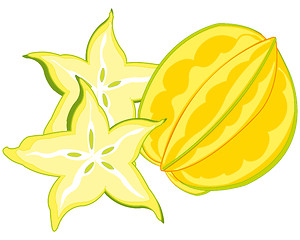 Image showing Carambola fruit on white background is insulated