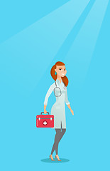 Image showing Doctor holding first aid box vector illustration.