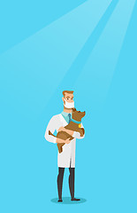 Image showing Veterinarian with dog in hands vector illustration