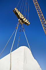 Image showing Lifting pulley in a marble quarry