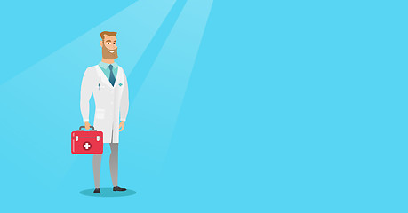 Image showing Doctor holding first aid box vector illustration.