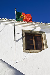 Image showing Portuguese flag in Monsaraz, Alentejo, Portugal