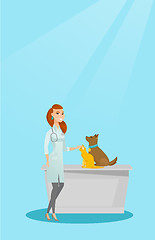 Image showing Veterinarian examining dogs vector illustration.