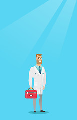 Image showing Doctor holding first aid box vector illustration.